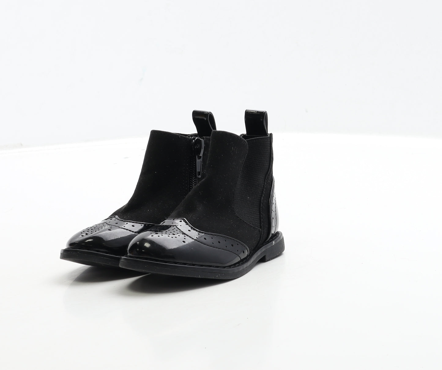 River Island Girls Black Patent Leather Chelsea Boot UK 3 19