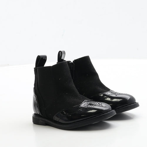 River Island Girls Black Patent Leather Chelsea Boot UK 3 19