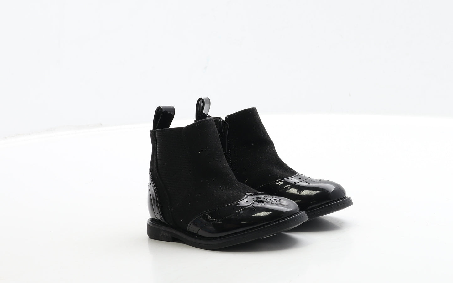 River Island Girls Black Patent Leather Chelsea Boot UK 3 19