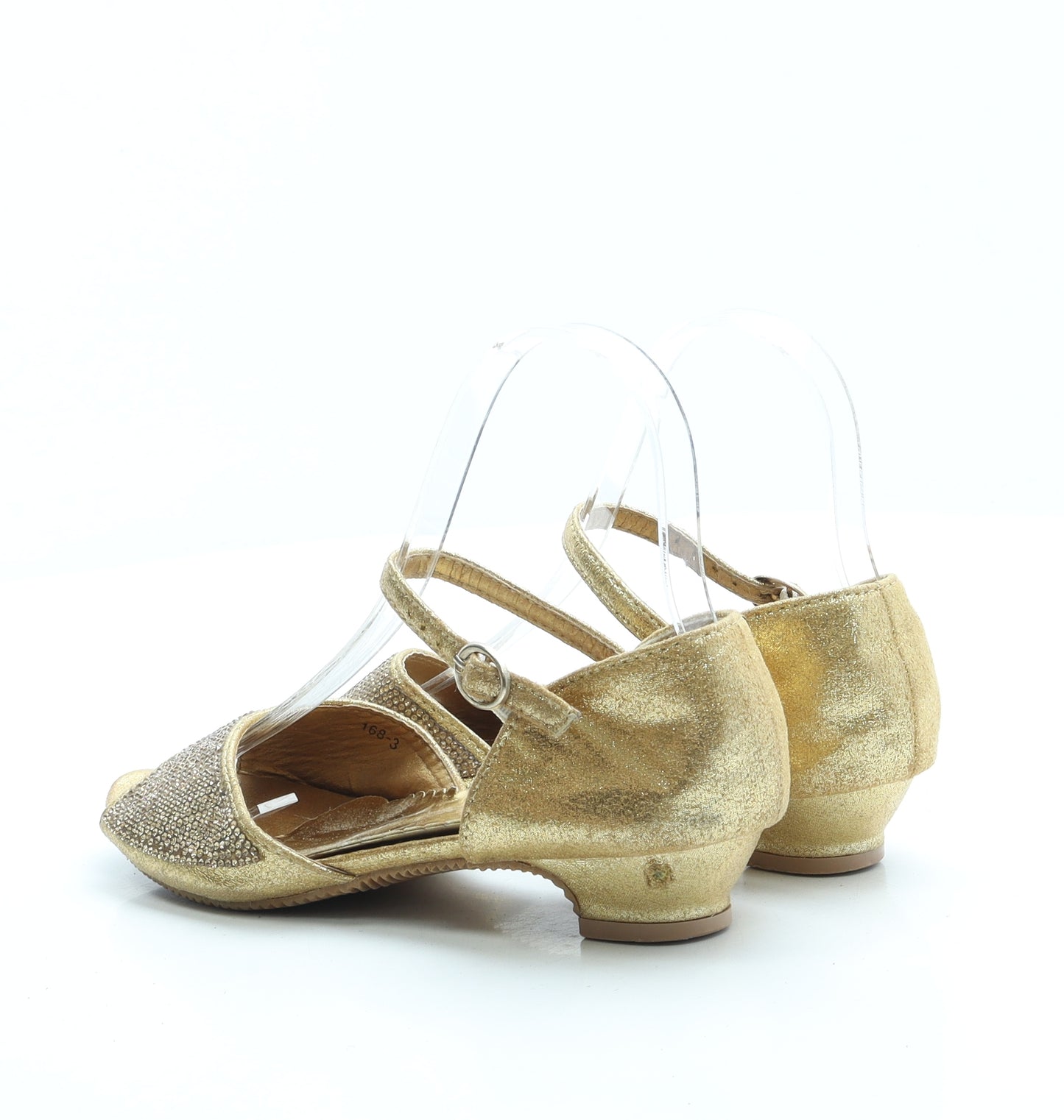 Crown Girls Gold Polyester Strappy Heel UK 2 35