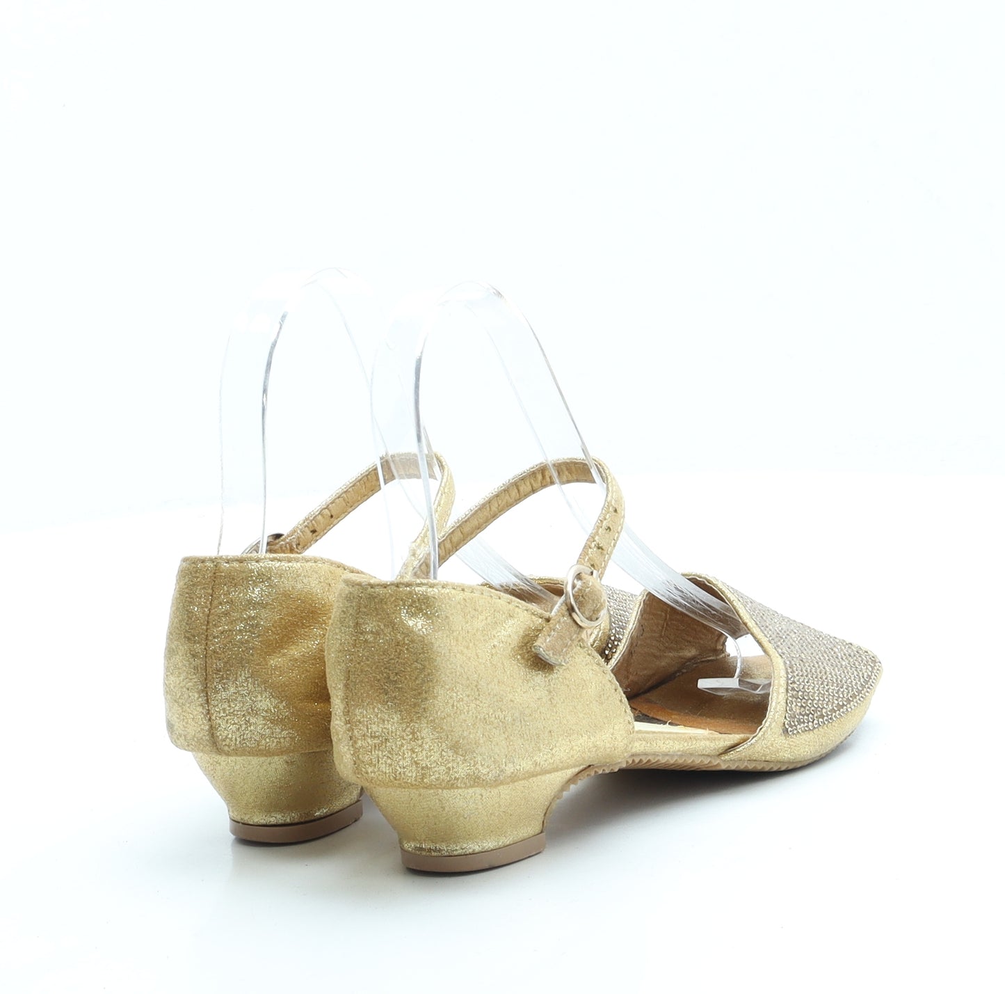Crown Girls Gold Polyester Strappy Heel UK 2 35