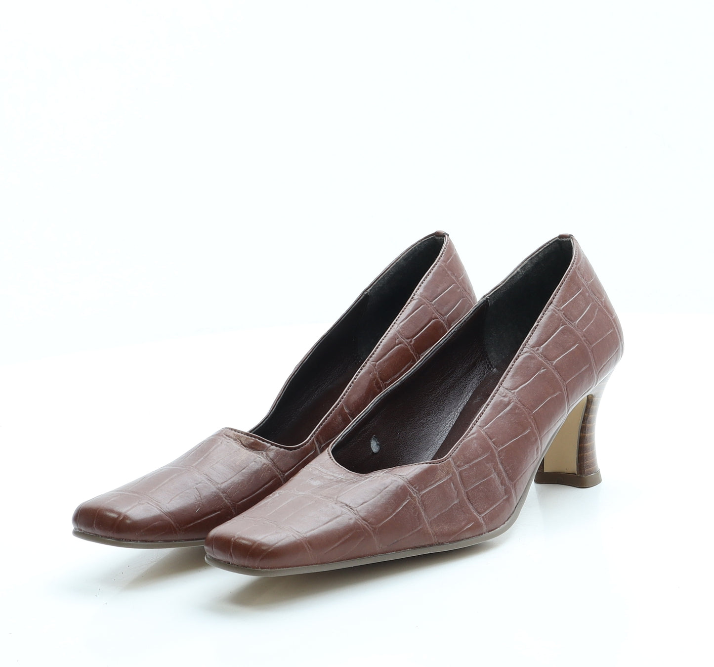 Clarks Womens Brown Animal Print Leather Court Heel UK 5