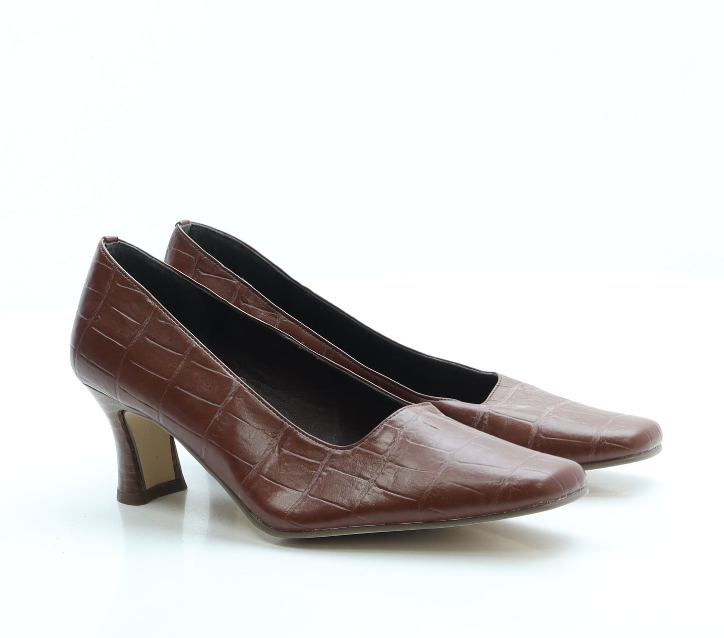 Clarks Womens Brown Animal Print Leather Court Heel UK 5