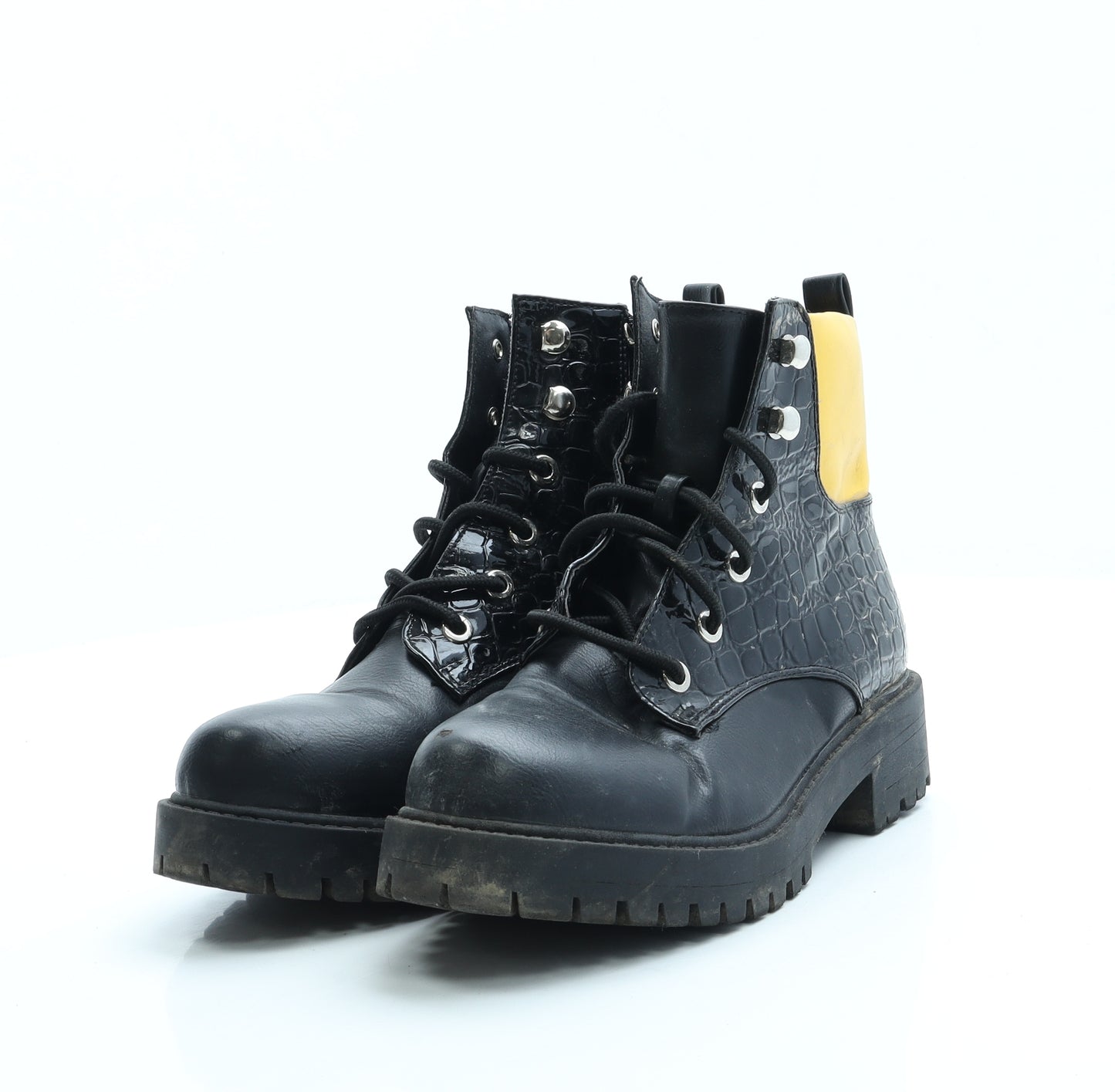Day-Vine Womens Black Leather Combat Boot UK 5 38