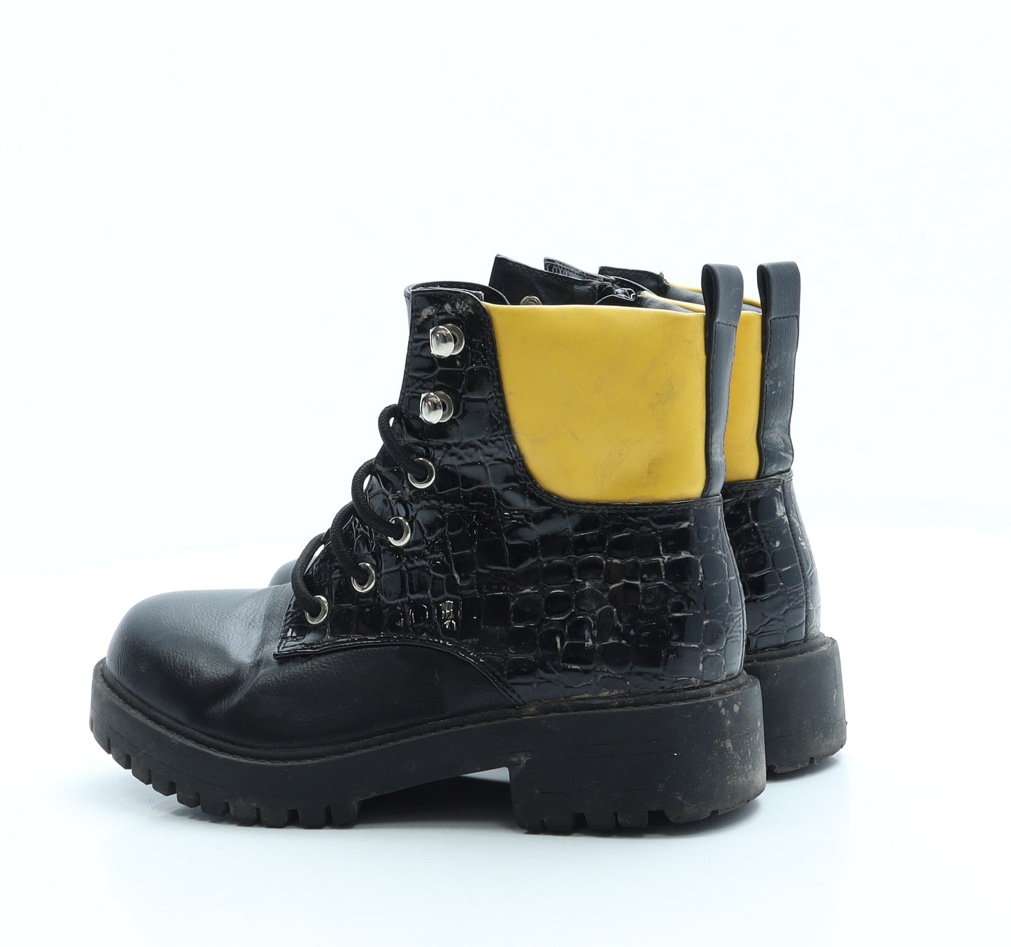 Day-Vine Womens Black Leather Combat Boot UK 5 38