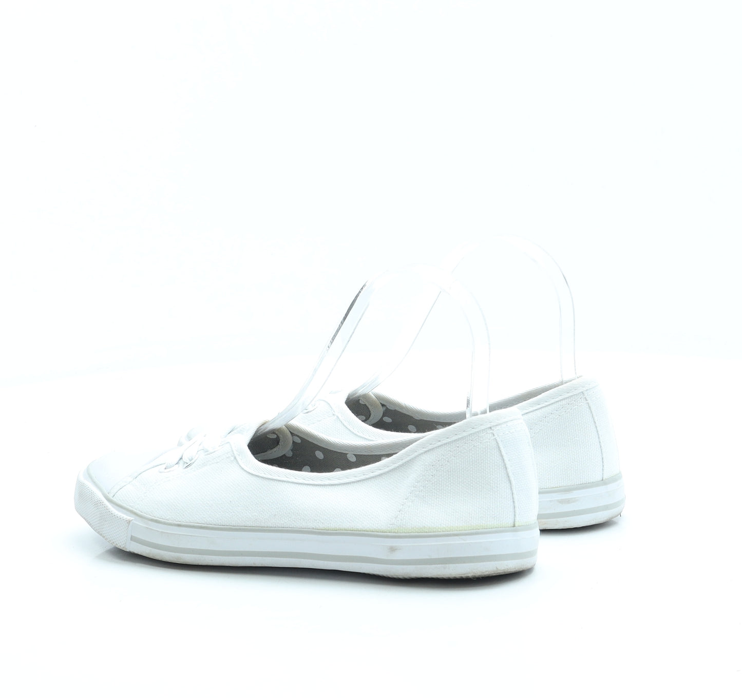 TU Womens White Fabric Slip On Flat UK 4
