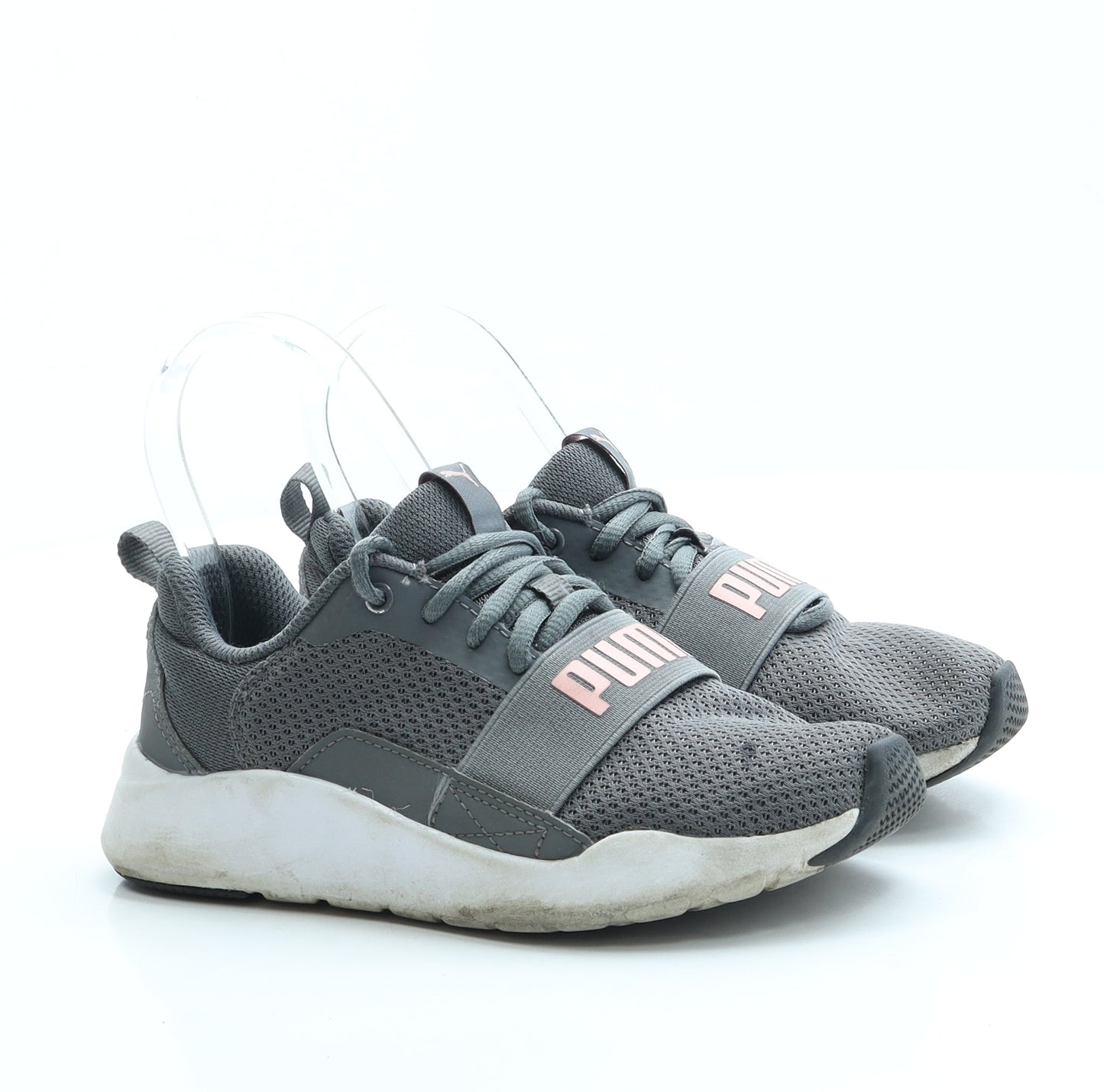 PUMA Girls Grey Polyester Trainer UK 1 33