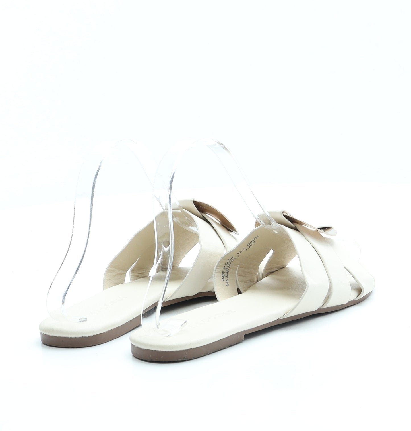 Peacocks Womens Beige Leather Slip On Sandal UK 5 38