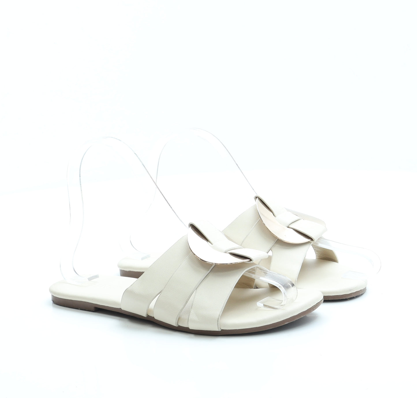 Peacocks Womens Beige Leather Slip On Sandal UK 5 38