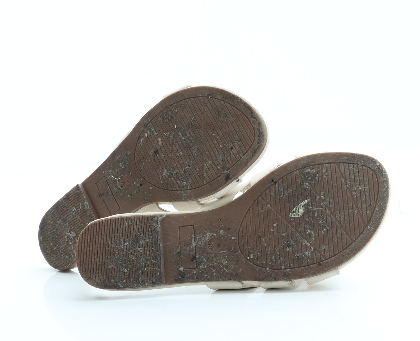 Peacocks Womens Beige Leather Slip On Sandal UK 5 38