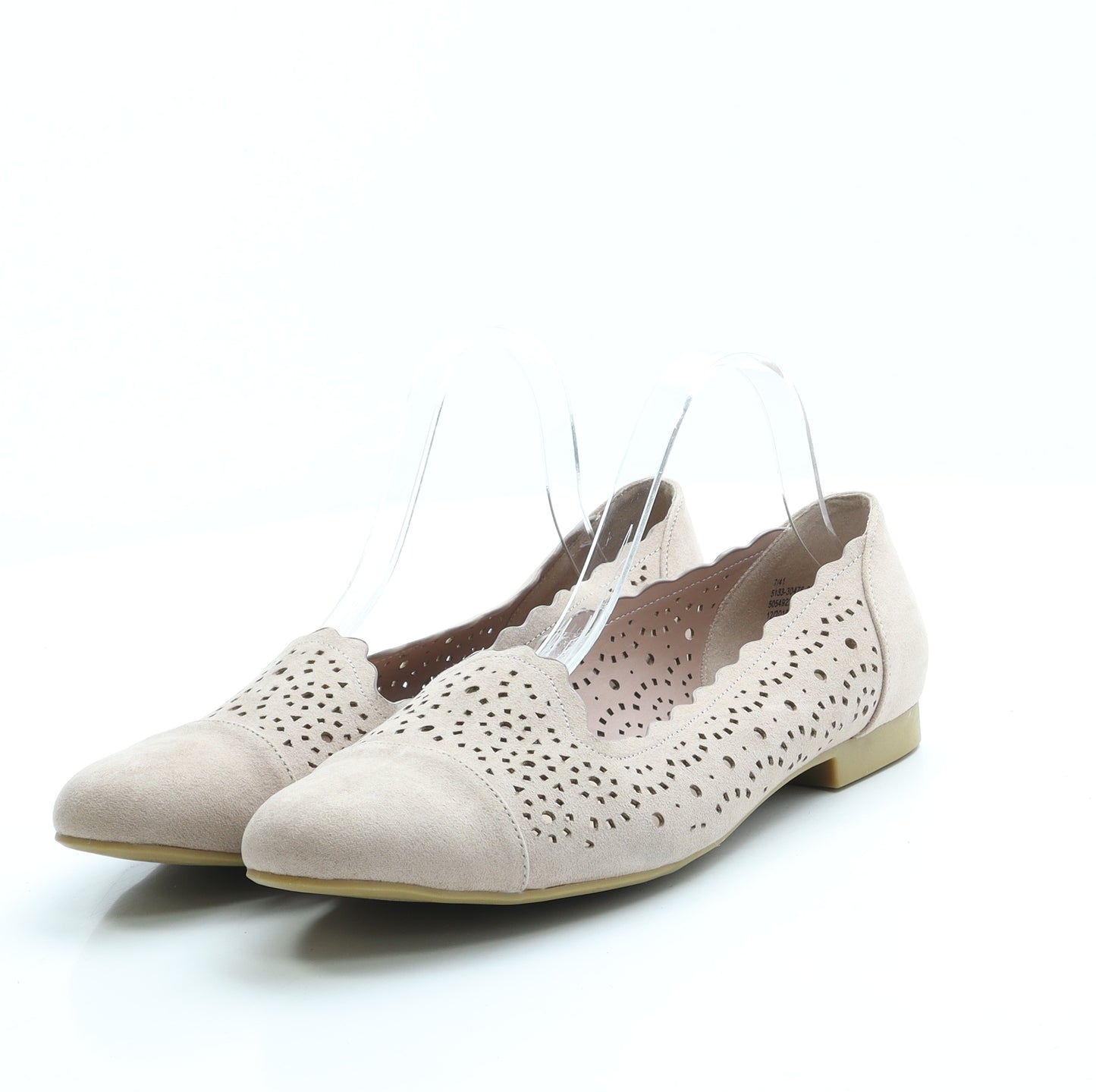 George Womens Pink Geometric Suede Slip On Flat UK 7 41