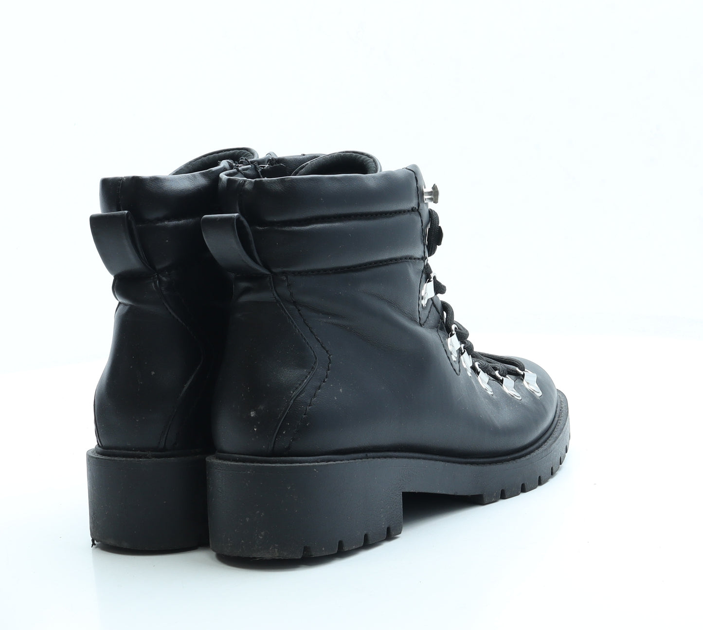 New Look Womens Black Leather Combat Boot UK 6 39