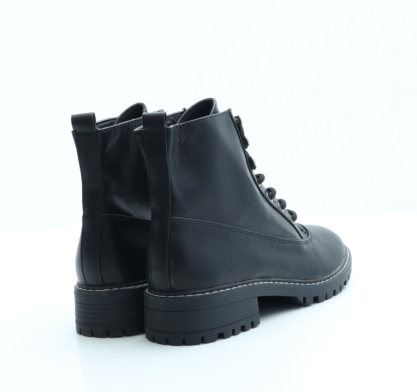 Papaya Womens Black Leather Combat Boot UK 6 39