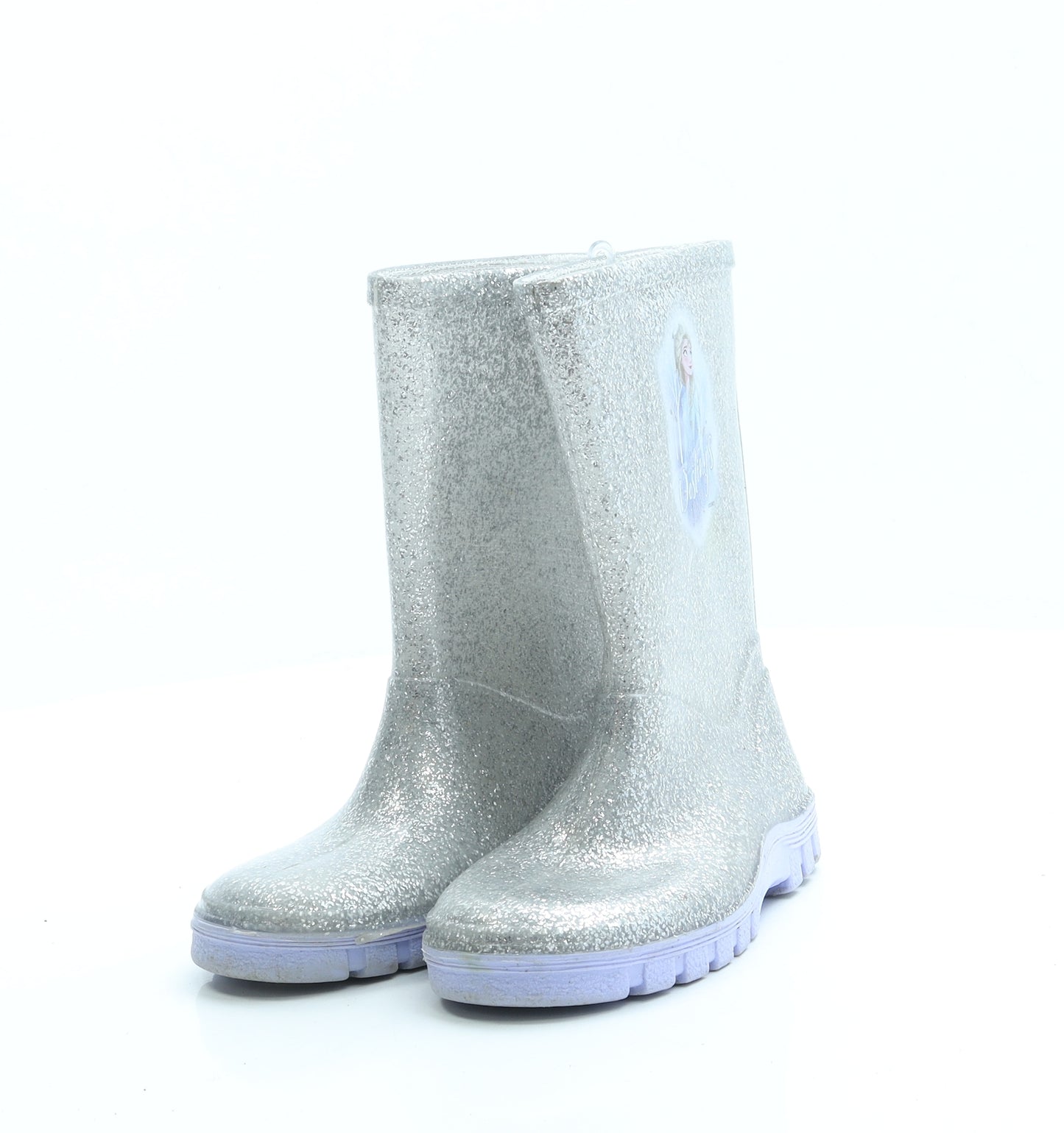 Preworn Girls Silver Rubber Wellies Boot UK 11 - Frozen