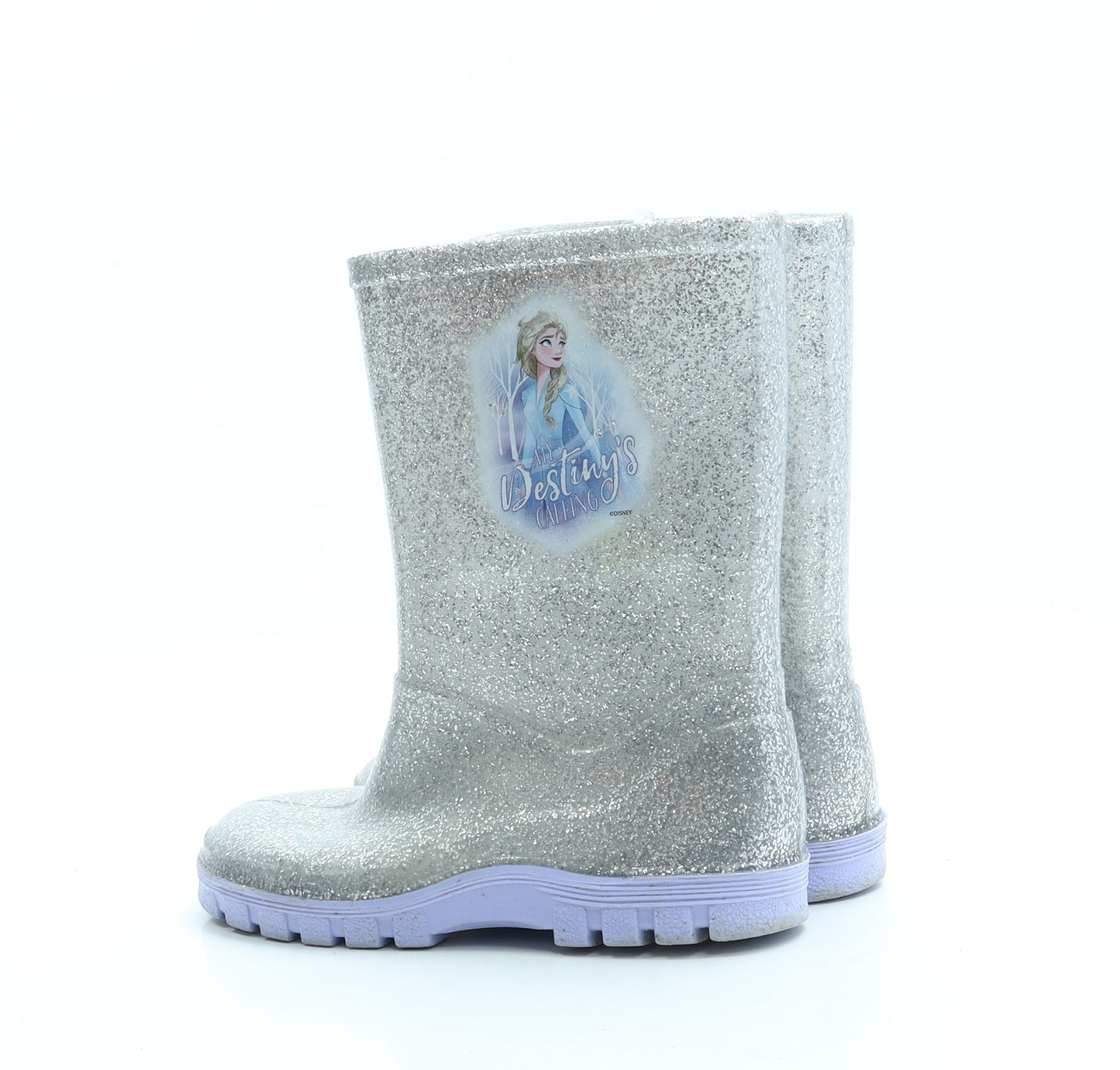 Preworn Girls Silver Rubber Wellies Boot UK 11 - Frozen