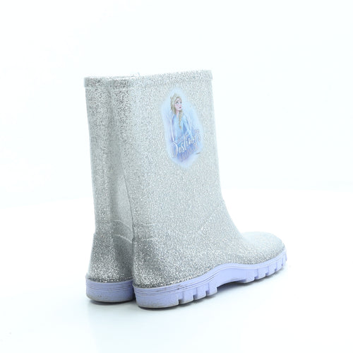 Preworn Girls Silver Rubber Wellies Boot UK 11 - Frozen