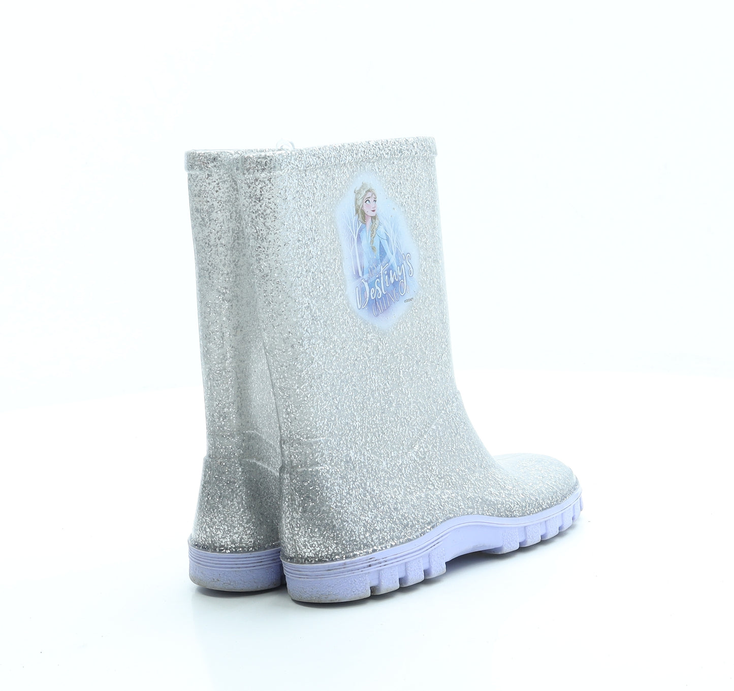 Preworn Girls Silver Rubber Wellies Boot UK 11 - Frozen