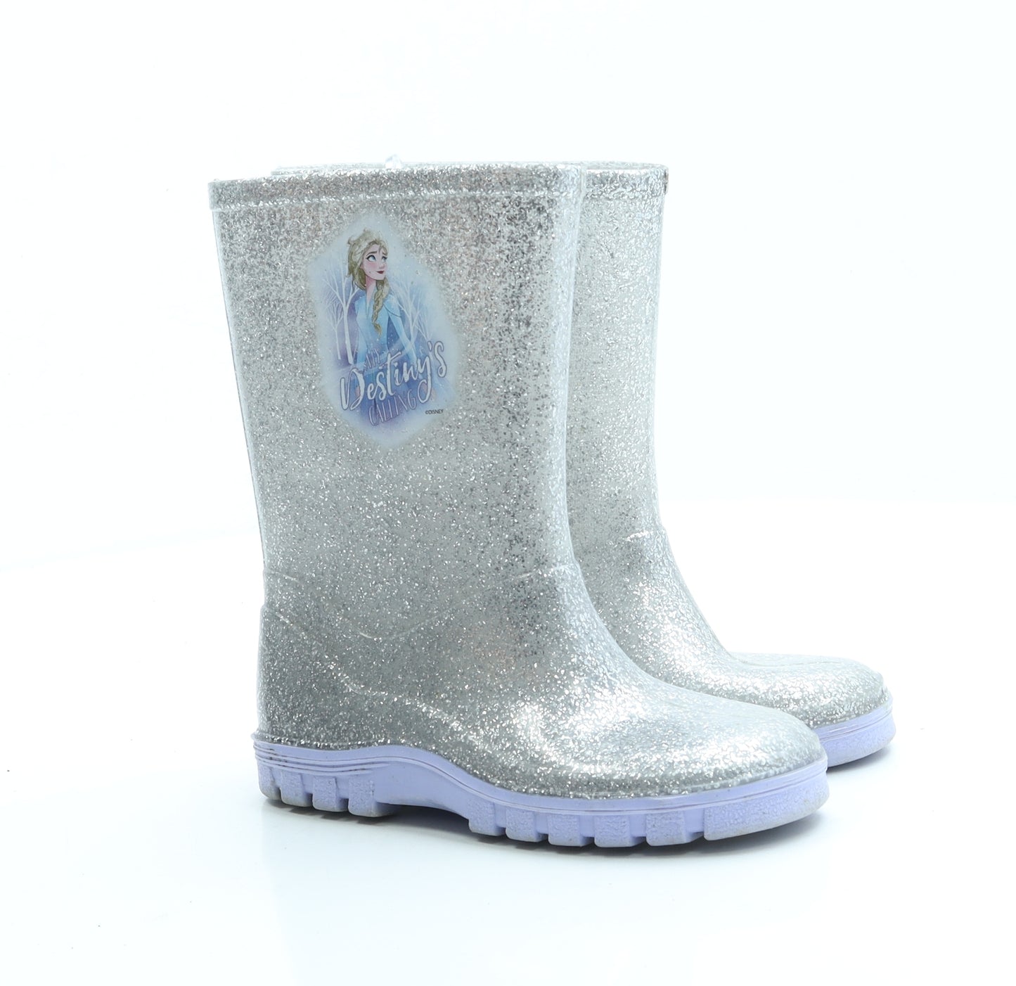 Preworn Girls Silver Rubber Wellies Boot UK 11 - Frozen