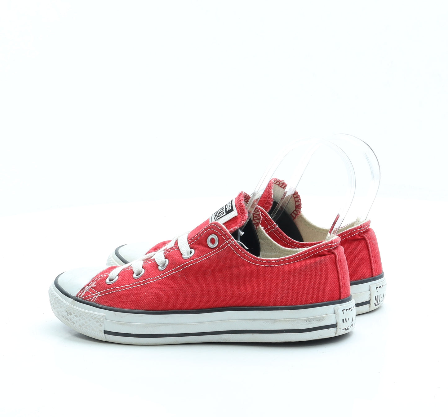 Converse Girls Red Fabric Trainer UK 2 34