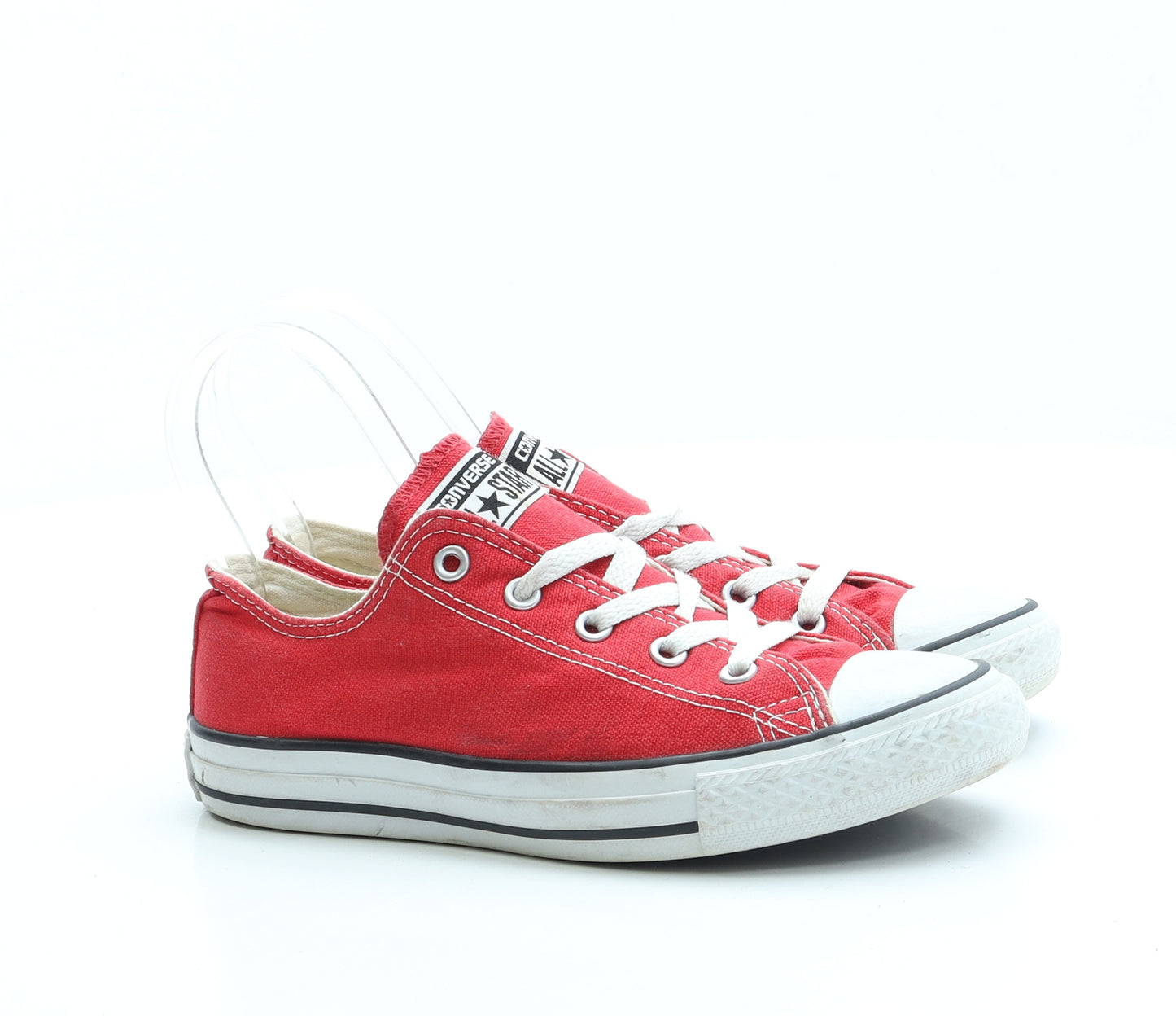 Converse Girls Red Fabric Trainer UK 2 34