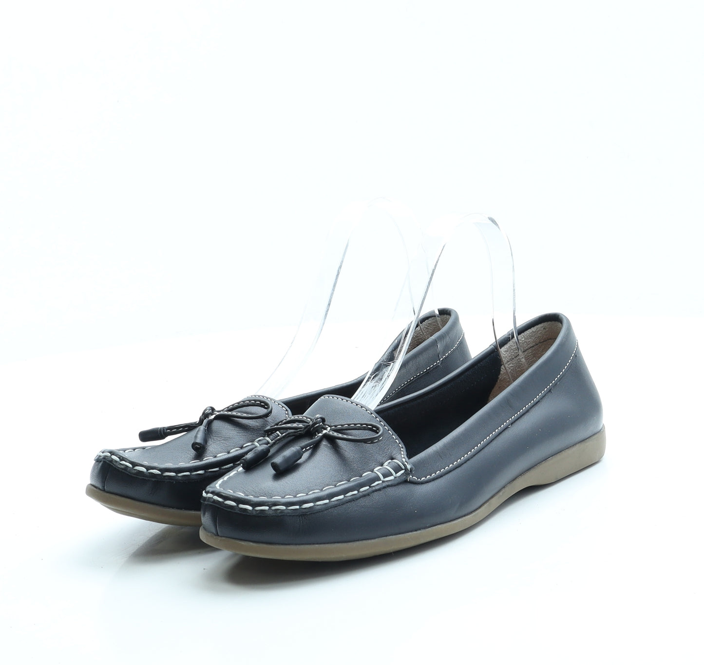 Marks and Spencer Womens Black Leather Loafer Flat UK 8 39.5