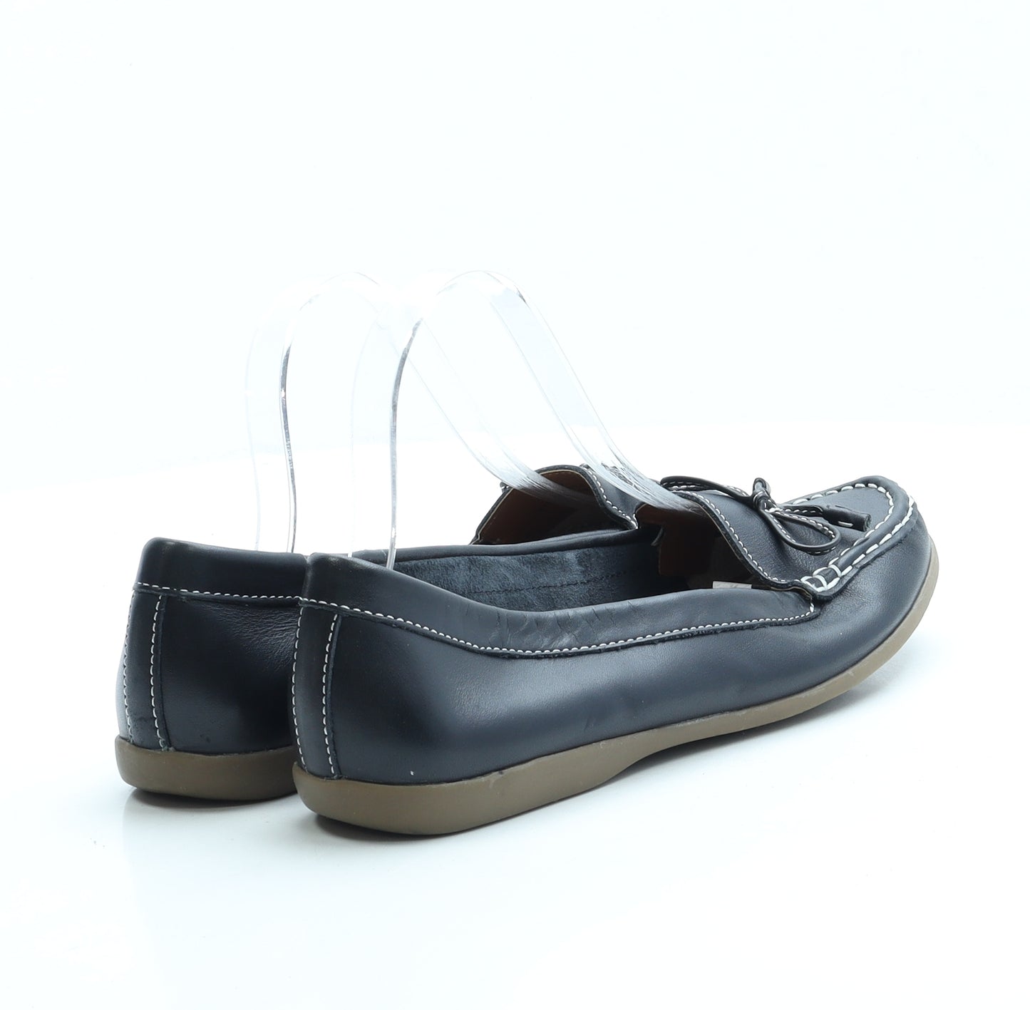 Marks and Spencer Womens Black Leather Loafer Flat UK 8 39.5