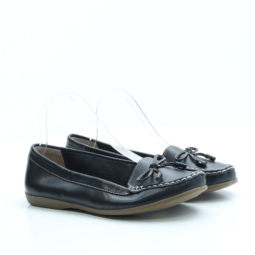 Marks and Spencer Womens Black Leather Loafer Flat UK 8 39.5