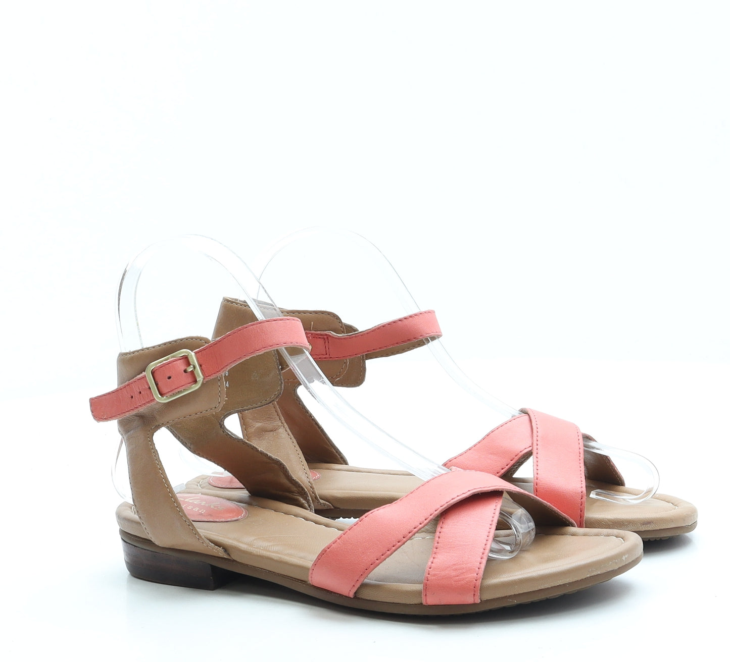 Clarks Womens Brown Colourblock Leather Strappy Sandal UK 4.5 37.5