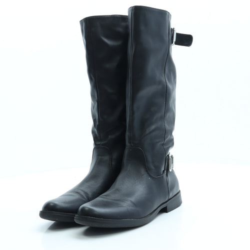 Graceland Girls Black Leather Biker Boot UK 2 35