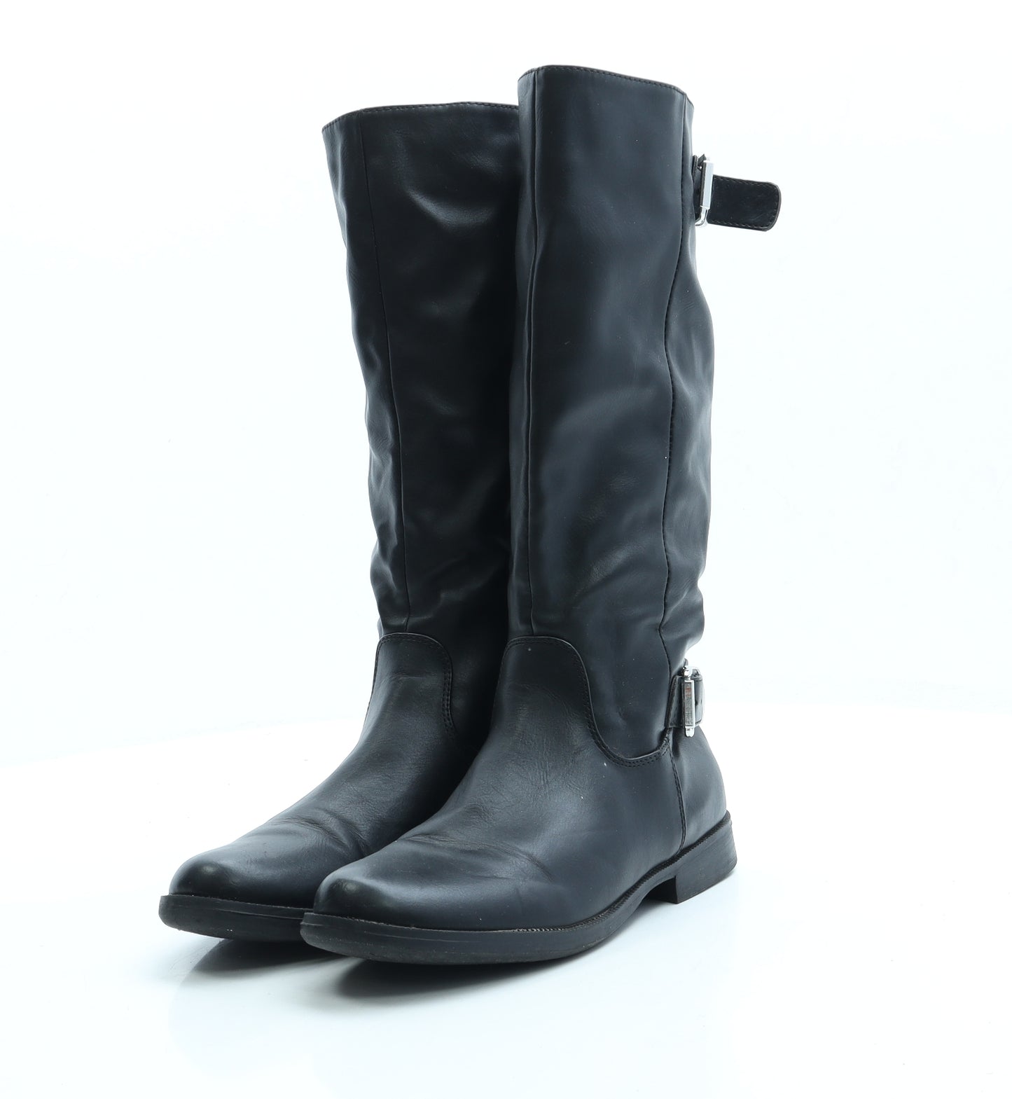Graceland Girls Black Leather Biker Boot UK 2 35
