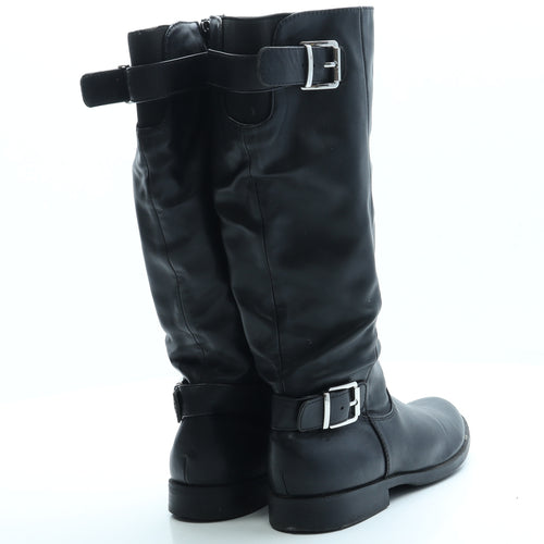 Graceland Girls Black Leather Biker Boot UK 2 35