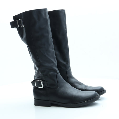 Graceland Girls Black Leather Biker Boot UK 2 35
