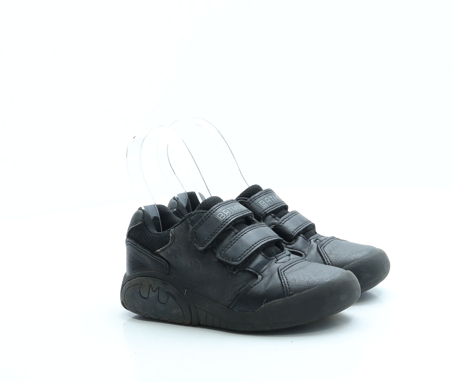 George Boys Black Leather Trainer UK 11 29 - Batman