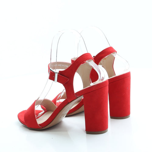 Primark Womens Red Suede Strappy Heel UK 5 38 US 7