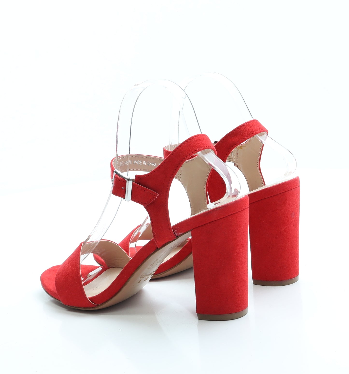 Primark Womens Red Suede Strappy Heel UK 5 38 US 7