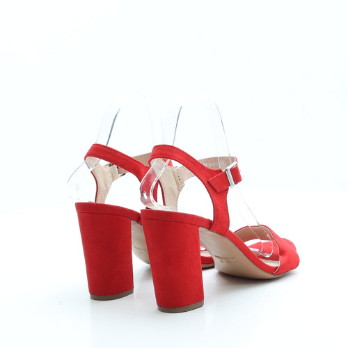 Primark Womens Red Suede Strappy Heel UK 5 38 US 7