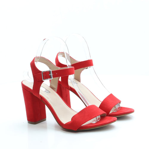 Primark Womens Red Suede Strappy Heel UK 5 38 US 7