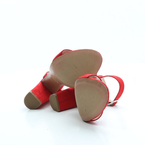 Primark Womens Red Suede Strappy Heel UK 5 38 US 7