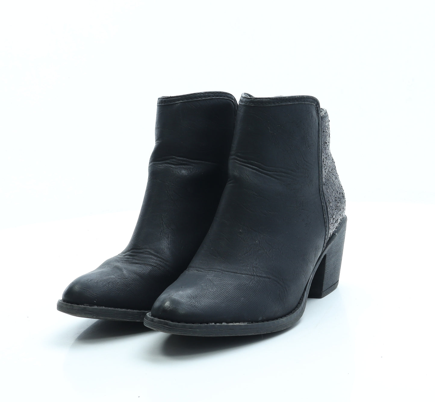 New Look Womens Black Leather Bootie Boot UK 6 39