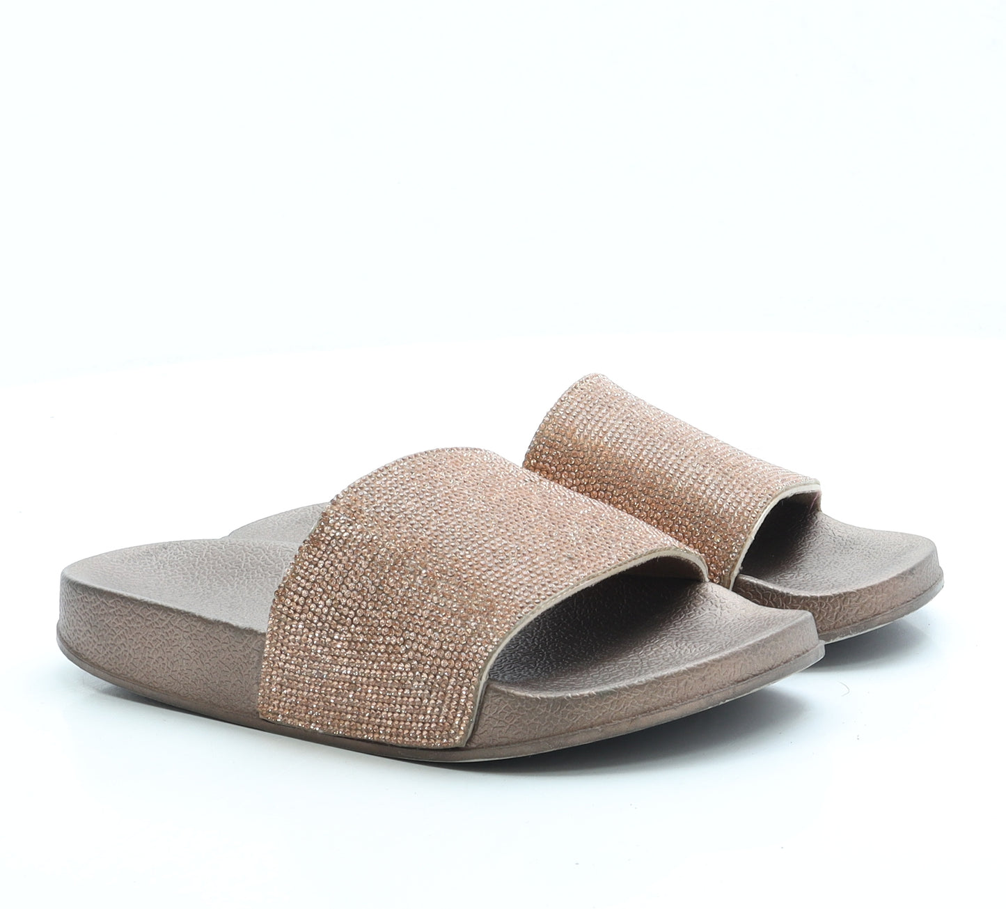 Preworn Womens Gold Polyester Slider Sandal UK 4 37