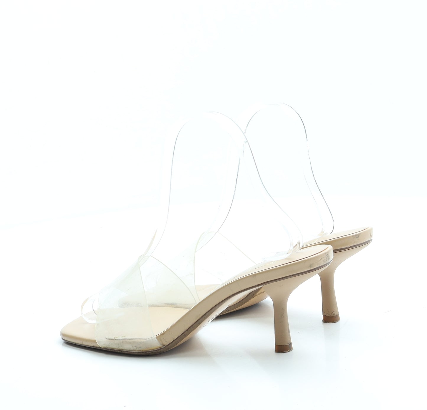 Zara Womens Beige Rubber Mule Heel UK 4 37