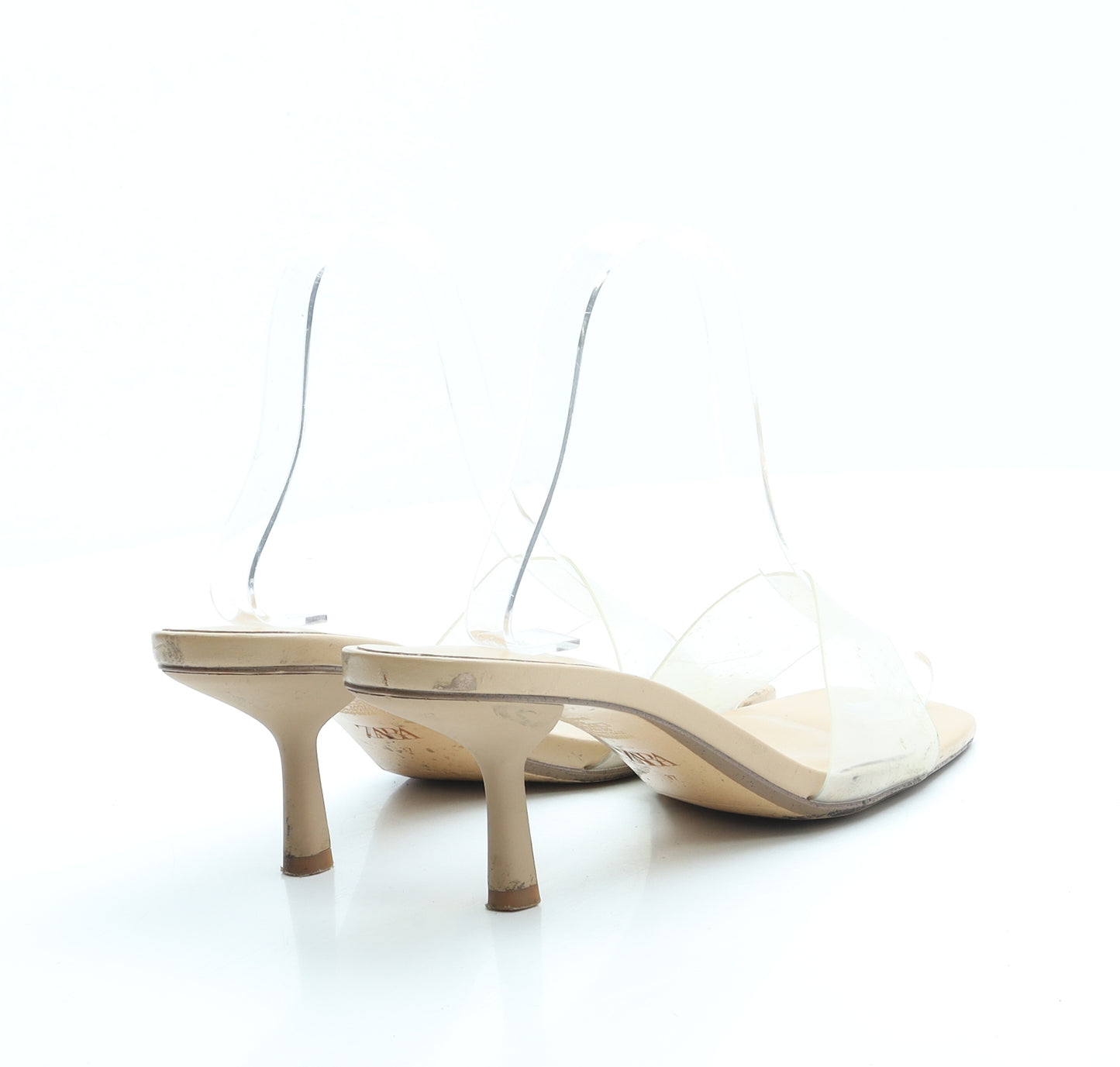 Zara Womens Beige Rubber Mule Heel UK 4 37