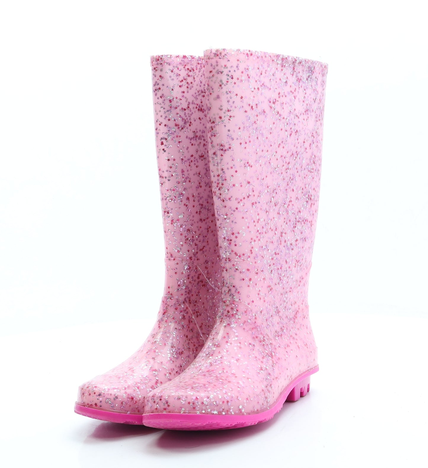 Preworn Girls Pink Rubber Wellies Boot UK 3 36 - Stars