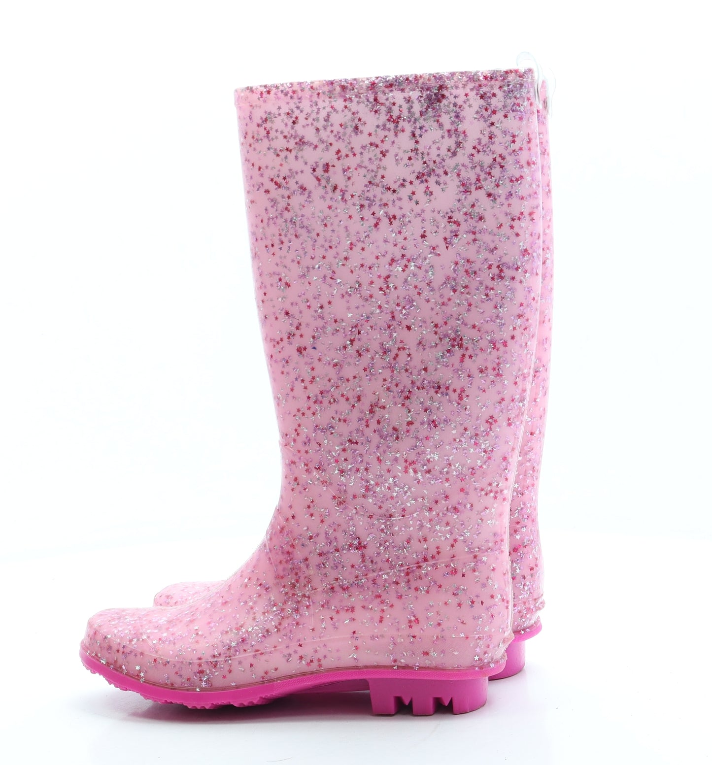 Preworn Girls Pink Rubber Wellies Boot UK 3 36 - Stars