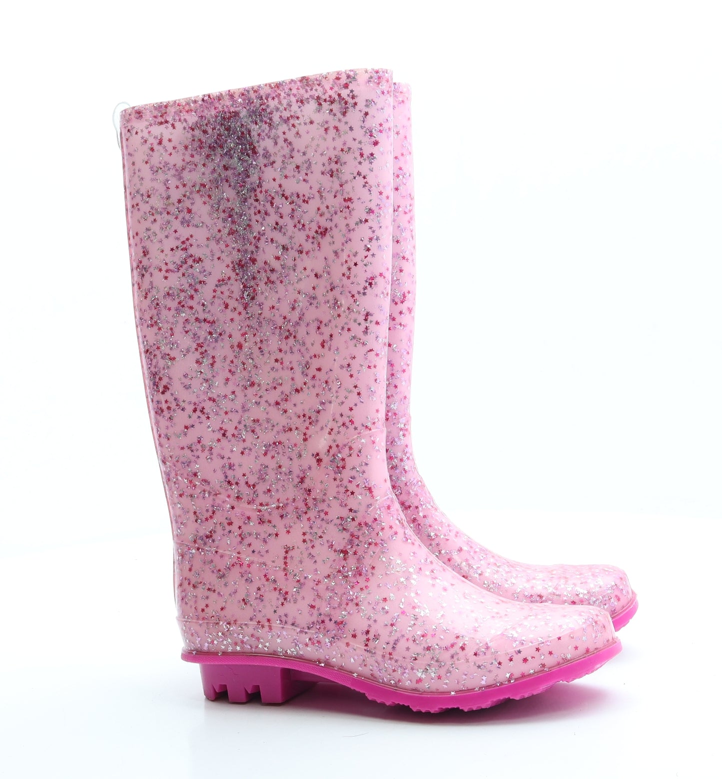 Preworn Girls Pink Rubber Wellies Boot UK 3 36 - Stars