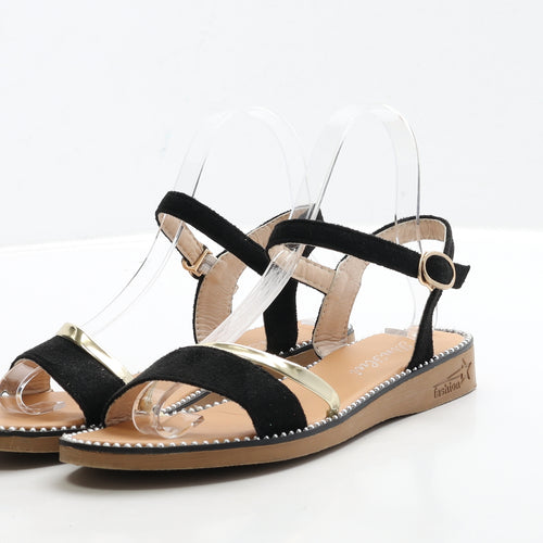 Jinhiu Womens Black Polyester Strappy Sandal UK 5 38