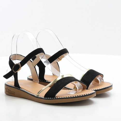 Jinhiu Womens Black Polyester Strappy Sandal UK 5 38