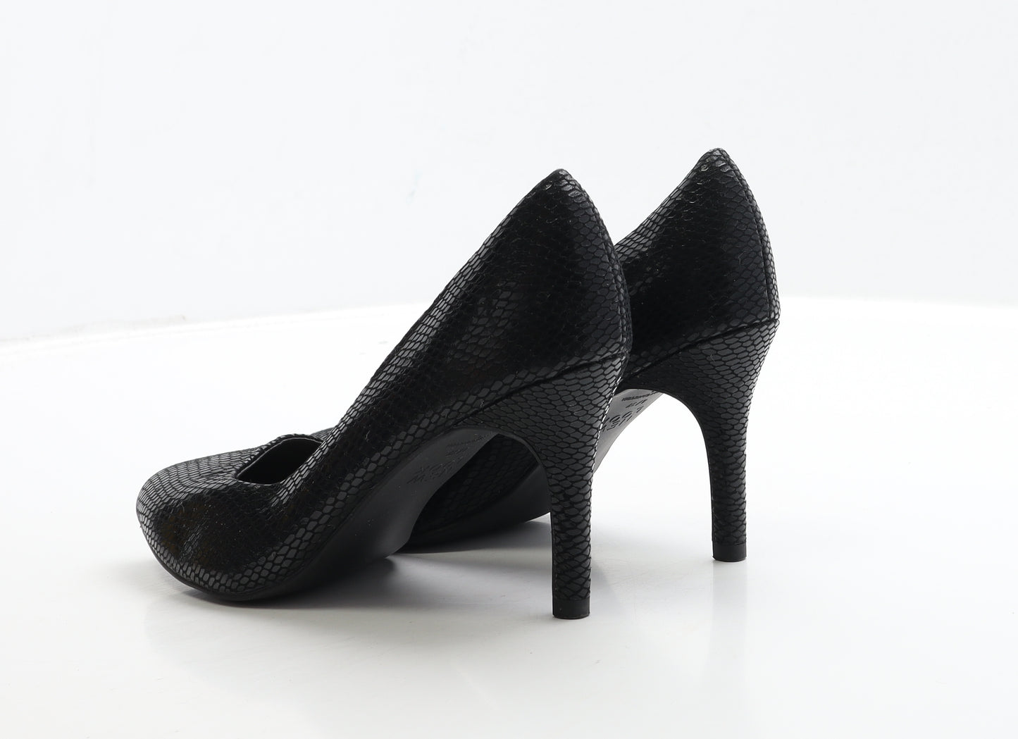 New Look Womens Black Geometric Leather Court Heel UK 4 37