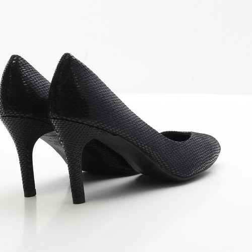 New Look Womens Black Geometric Leather Court Heel UK 4 37