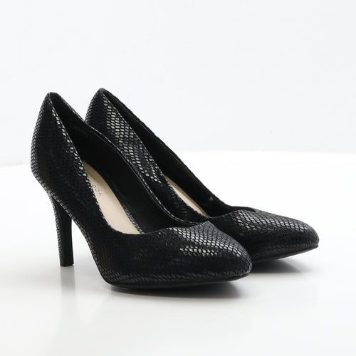 New Look Womens Black Geometric Leather Court Heel UK 4 37